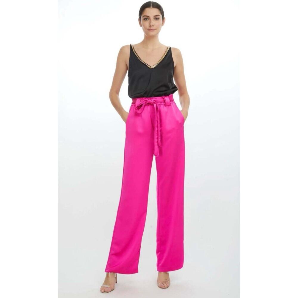 NWT Generation Love Women's Wide Leg Hot Pink Maria Satin Dress Pants Size‎ XS